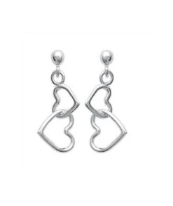 Boucles D'oreilles 2 Coeurs Argent