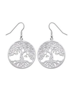 Boucles D'oreilles Arbre De Vie 30 Mm Acier