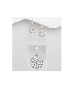 Boucles D'oreilles Arbre De Vie Argent 12 Mm