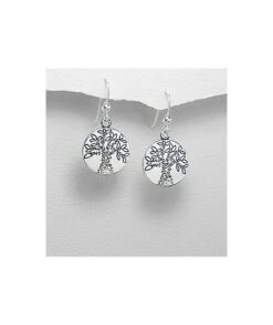 Boucles D'oreilles Arbre De Vie Love Argent 15 Mm