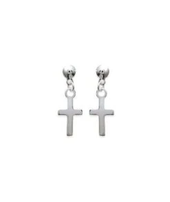 Boucles D'oreilles Croix Argent 12 Mm