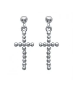 Boucles D'oreilles Croix Boules Argent