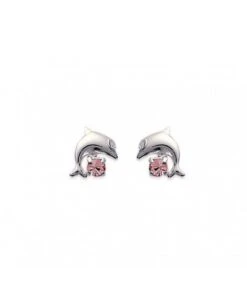 Boucles D'oreilles Dauphin Cristal Rose