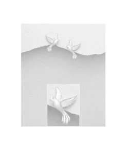 Boucles D'oreilles Oiseaux Colombe De La Paix En Argent 925/000