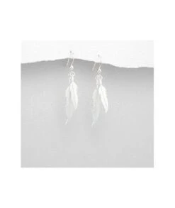 Boucles D'oreilles Plumes Indiennes Argent