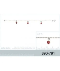 Bracelet Fraises Argent 16 Cm
