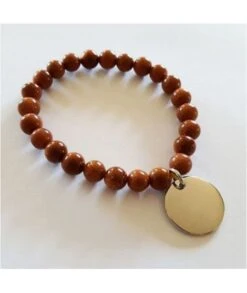 Bracelet Goldstone Et Médaille Ou Coeur Gravé