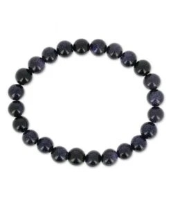 Bracelet Blue Sandstone Et Médaille Ou Coeur Gravé