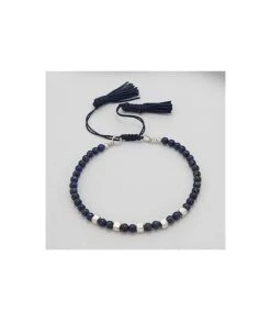 Bracelet Argent Lapis Lazuli Et Pompons