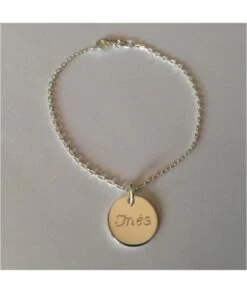 Bracelet Argent Médaille 15 Mm Gravée