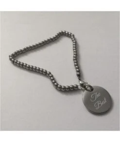 Bracelet Boule Acier Et Médaille Gravée