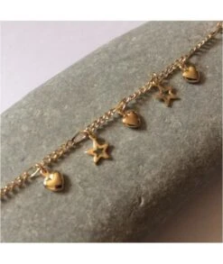 Bracelet Coeurs Etoiles Plaqué Or