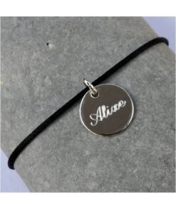 Bracelet Cordon Médaille 15 Ou 19 Mm Gravée