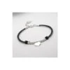 Bracelet Cordon Noir 2 Coeurs Et Perles Argent