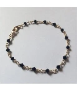 Bracelet Cristal Noir Plaqué Or