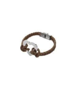 Bracelet Cuir Chocolat Et Coeur Acier