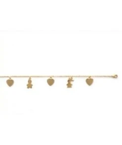 Bracelet Fille Garçon 3 Coeurs Plaqué Or