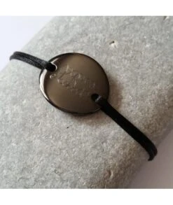 Bracelet Galet Noir Acier Personnalisé