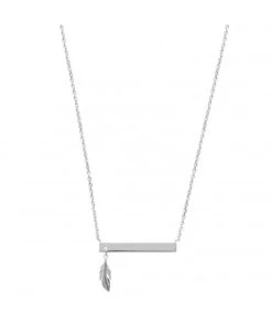 Collier Plaque à Graver Plume Argent