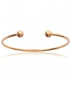 Bracelet Jonc Acier Doré 2 Billes 56 Mm