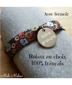 Bracelet Médaille 15 Mm Et Ruban Avec Fermoir