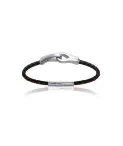 Bracelet Menottes Cuir Et Acier