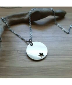 Bracelet Ou Collier Avec Médaille étoile 20 Mm Acier