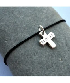Bracelet Petite Croix Gravée Argent Avec Gravure