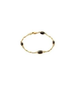 Bracelet Plaqué Or 4 Pierres Noires