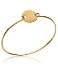 Bracelet Rigide Médaille Gravée Plaqué Or