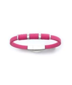 Bracelet Rose Acier Caoutchouc Zirconium