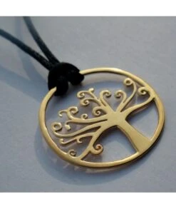 Collier Arbre De Vie Plaqué Or 25 Mm