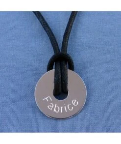 Collier Cordon Disque Gravé 15-20-35 Mm