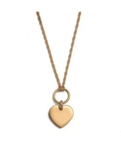 Collier Coeur à Graver Plaqué Or 42 Cm