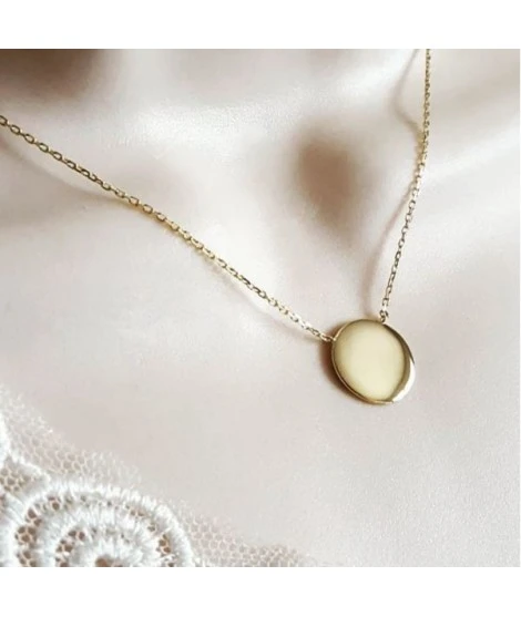 Collier Galet Avec Gravure • Plaqué Or – Image 5