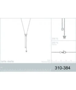 Collier Papillon Acier Zirconium