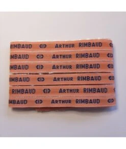 Étiquettes Tissées à Coudre • Fond Orange / Texte Bleu • Marquage Vêtement Nom Prénom • Bracelets Message