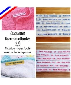 Étiquettes Tissées Thermocollantes • Marquage Vêtement Textile Nom Prénom