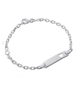 Gourmette Petit Coeur D'Amour 16 Cm En Argent Avec Gravure