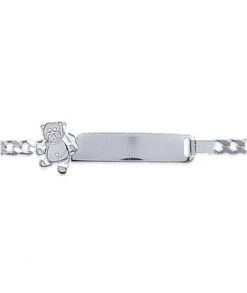 Gourmette Petit Ours D'Amour 16 Cm En Argent Avec Gravure