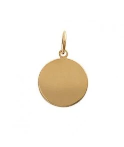 Médaille Ronde 17 Mm Pendentif à Graver Plaqué Or Avec Ou Sans Gravure
