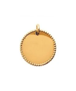Médaille Ronde 19 Mm Pointillé Pendentif à Graver En Plaqué Or Jaune