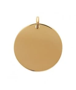 Médaille Ronde 27 Mm Pendentif à Graver Plaqué Or Avec Ou Sans Gravure
