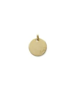 Médaille Ronde "love" 19 Mm Pendentif à Graver Plaqué Or Avec Ou Sans Gravure