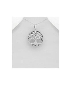 Pendentif Arbre De Vie Coeurs Argent 24 Mm