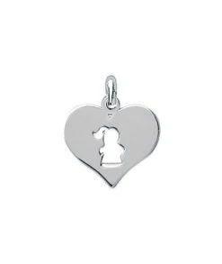 Pendentif Coeur Ajouré Fille Argent