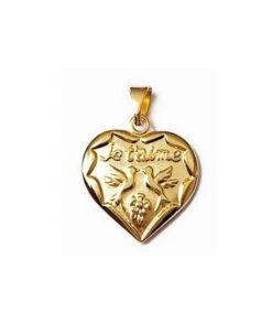 Pendentif Coeur "oiseaux" à Graver Plaqué Or Avec Ou Sans Gravure