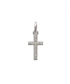 Pendentif Croix Argent Oxyde De Zirconium 8 X 13 Mm