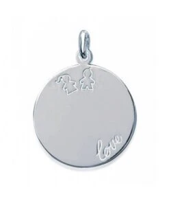 Pendentif Médaille Love Enfants 22 Mm En Argent