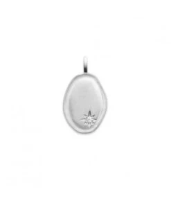 Pendentif Médaille Ovale En Argent Rhodié Motif étoile Oxyde De Zirconium Oz Brillant Avec Ou Sans Gravure Bijou Personnalisé